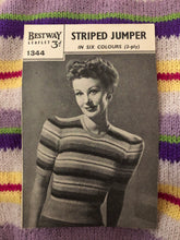 Load image into Gallery viewer, 1940s Reproduction Jumper In Colour Stripes - Bust 40 42 - Volup Knitwear