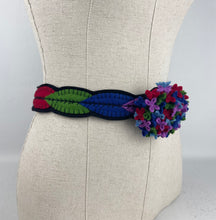 Load image into Gallery viewer, 1940's Style Felt Belt in Red, Pink, Blue and Green Made From a 1941 Pattern Using Pure Wool Felt - 28.5" Waist 29""