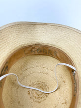 Load image into Gallery viewer, Original 1930s Panana Straw Hat with Striped Band Trim