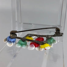 Load image into Gallery viewer, 1930s 1940s Tiny Glass Floral Brooch in Red, Green, Blue and Yellow