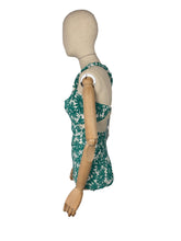 Load image into Gallery viewer, Original 1940's 1950's Martin White Green and White Floral Swimsuit - Vintage Swimwear - Bust 36 *