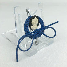 Load image into Gallery viewer, Original 1940s Make Do and Mend "Telephone Wire" Blue and Black Cameo Brooch