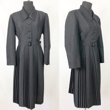 Load image into Gallery viewer, REPRODUCTION 1950s Belted Black Dress with Pleated skirt - Bust 40