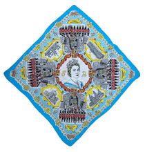 Load image into Gallery viewer, Original 1953 Queen Elizabeth II Coronation Commemorative Scarf with QEII Portrait in Centre.