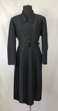 Load image into Gallery viewer, REPRODUCTION 1950s Belted Black Dress with Pleated skirt - Bust 40