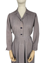 Load image into Gallery viewer, Original 1940's Brown and Pink Day Dress with Tie Belt and Glass Buttons - Bust 40"