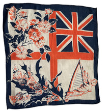 Load image into Gallery viewer, Original 1930's King George VI's Souvenir Hankie in Red, White and Blue Crepe