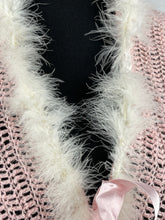 Load image into Gallery viewer, Original 1930s Crochet Bed Jacket with Marabou Feather Trim