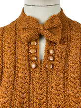 Load image into Gallery viewer, Reproduction 1930's Long Sleeved Cable Hand Knitted Jumper with Neat Bow at the Neck - Bust 33 34 35