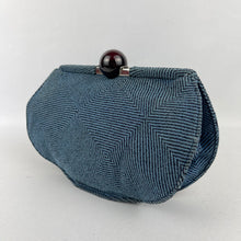 Load image into Gallery viewer, Exceptional Original 1930's Two-Tone Blue Clutch Bag with Cherry Amber Bakelite Clasp