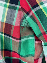 Load image into Gallery viewer, Original 1930's 1940's Fine Cotton Plaid Dress in Red, White and Green - Bust 36 38