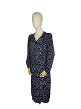 Load image into Gallery viewer, Original 1930's/1940's Volup Novelty Print Day Dress in Navy and White with Butterfly Print - Bust 44 46
