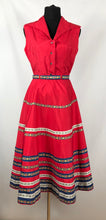 Load image into Gallery viewer, Original 1950s Red Cotton Patio Set - Bust 34" Waist 24"