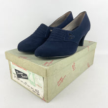 Load image into Gallery viewer, Original 1940's 1950's Deadstock Blue Suede Court Shoes with Cutout Detail - UK 4