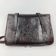 Load image into Gallery viewer, Original 1930's 1940's Beautiful Embossed Brown Leather Handbag