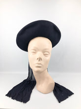 Load image into Gallery viewer, 1940s Midnight Blue American Made Felt Hat with Jersey Scarf