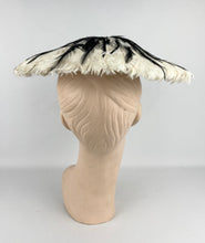 Load image into Gallery viewer, Original 1950's Black and White Feather Platter Hat - AS IS