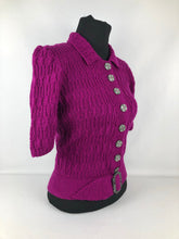 Load image into Gallery viewer, 1940s Reproduction Handknitted Belted Cardigan with Collar from March 1941 - Bust 36 37 38 39 40