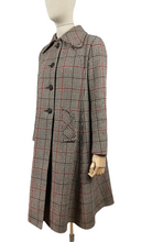 Load image into Gallery viewer, Fabulous Vintage 1970's does 1940's Houndstooth Check Wool Coat in Black, White and Red - Bust 34 35 36