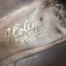 Load image into Gallery viewer, Original 1930s Black Satin Dance Shoes with Gold Trim and Paste Buckle Size 3 3.5