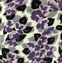Load image into Gallery viewer, Wounded But Wearable 1940s Black, Purple and White Dress - B36