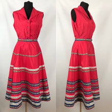 Load image into Gallery viewer, Original 1950s Red Cotton Patio Set - Bust 34" Waist 24"