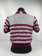 Load image into Gallery viewer, Reproduction 1930's Burgundy and Grey Stripe Bobble Jumper - Bust 36 38 40