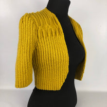 Load image into Gallery viewer, 1940s Style Hand Knitted Bolero in Mustard - B34 36
