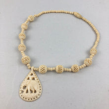 Load image into Gallery viewer, 1930s or 1940s Carved Bone Elephant Necklace