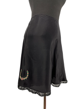Load image into Gallery viewer, Original Duo of 1940's French Knickers - Black Rayon CC41 and Cream Satin with Lace Ruffle Trim - Waist 27 28