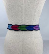 Load image into Gallery viewer, 1940's Style Felt Belt in Red, Pink, Blue and Green Made From a 1941 Pattern Using Pure Wool Felt - 28.5" Waist 29""