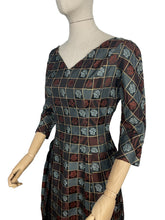 Load image into Gallery viewer, Original 1950's 1960's Bronze, Silver and Gold Cocktail Dress by A Lincoln Model - Bust 38"