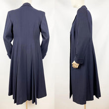Load image into Gallery viewer, Original 1940s Blue Wool Coat with Fabulous Spiderweb Buttons - Bust 36 37 38