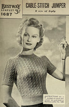 Load image into Gallery viewer, Reproduction 1940s Rib and Cable Knit Jumper in Lavender Acrylic - Bust 33 34