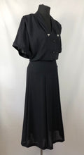 Load image into Gallery viewer, 1940s Black Volup Day Dress Deadstock with Original Tag - Bust 50 52