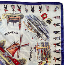 Load image into Gallery viewer, Vintage Artificial Silk Scarf with Tulips and Tourist Attractions - Holland Tourist Piece - Great Turban or Headscarf