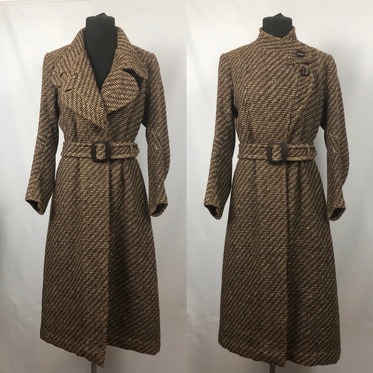 Her lip to　Tweed Belted Down Coat womens coat Preppy Tweed Double Breasted Tweed Houndstooth