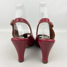 Load image into Gallery viewer, Original 1940's Cherry Red Leather Peep-toe Sling-back Heels - UK 3.5 4