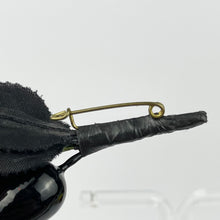Load image into Gallery viewer, Vintage 1940's Black and Red Lacquered Brooch with Fabric Leaves