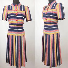 Load image into Gallery viewer, Amazing 1940s CC41 Striped Crepe Dress - B34