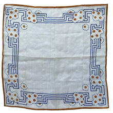 Load image into Gallery viewer, Original 1930's Semi Sheer Silk Hankie in Brown and Blue Design - Great Gift Idea