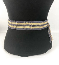Load image into Gallery viewer, Original 1930s Blue and Cream Crochet Cotton Belt with Yellow Plastic Buckle