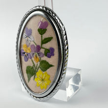 Load image into Gallery viewer, Original 1950's Pink Embroidered Flower Brooch - Vintage Embroidered Brooch