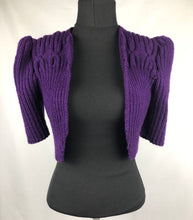 Load image into Gallery viewer, 1940s Style Hand Knitted Bolero in Purple - B34 36
