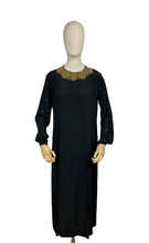 Load image into Gallery viewer, Original 1920's 1930's Black Silk Crepe Day Dress with Incredible Soutache Collar with Silk Embroidery - Bust 36