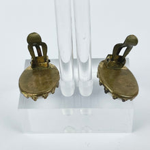 Load image into Gallery viewer, Vintage Faceted White Glass Clip-on Earrings on Gold-tone Clips