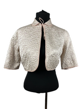 Load image into Gallery viewer, Original 1940's Quilted Bed Jacket with Beautiful Embroidery and Tie Neck - Bust 34 36