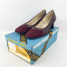 Load image into Gallery viewer, Original 1950's 1960's Burgundy Suede and Leather Court Shoes by Devonshire - Deadstock in Original Box - UK 4 *