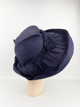 Load image into Gallery viewer, Outstanding 1940s American Made Navy Blue Pleated Felt Hat with Tassel Trim