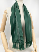 Load image into Gallery viewer, Original 1940's Forest Green Artificial Silk Scarf with Black and White Print by Tootal - Great Christmas Gift